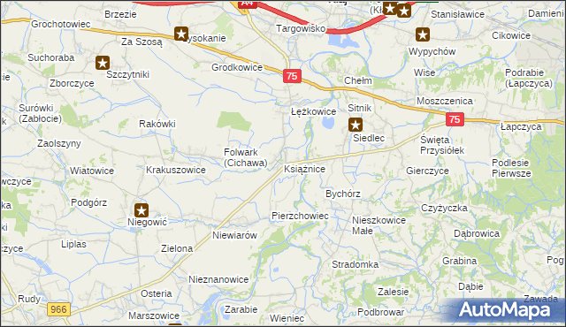 mapa Książnice gmina Gdów, Książnice gmina Gdów na mapie Targeo