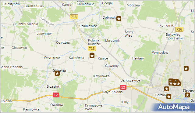 mapa Kunice gmina Sławno, Kunice gmina Sławno na mapie Targeo