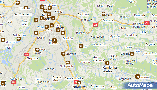 mapa Kunów gmina Chełmiec, Kunów gmina Chełmiec na mapie Targeo