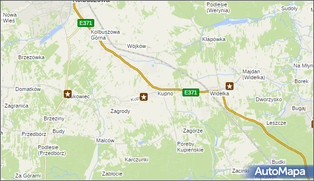 mapa Kupno gmina Kolbuszowa, Kupno gmina Kolbuszowa na mapie Targeo