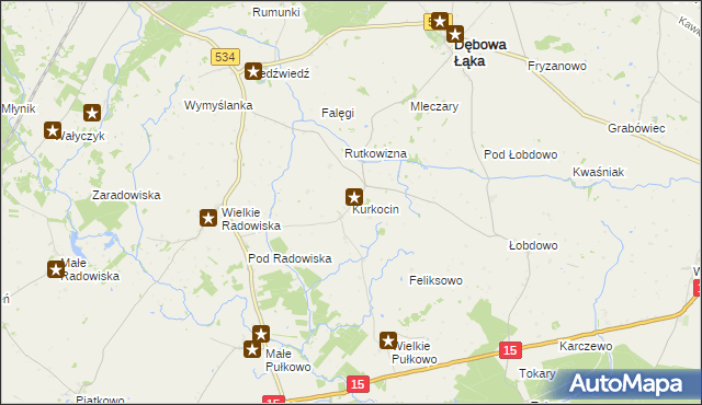 mapa Kurkocin, Kurkocin na mapie Targeo