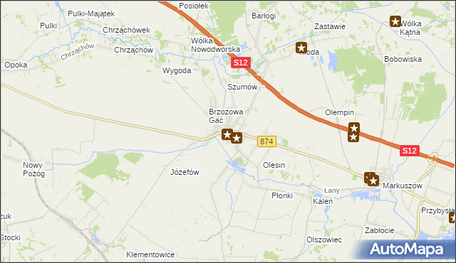 mapa Kurów powiat puławski, Kurów powiat puławski na mapie Targeo