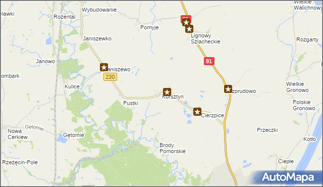 mapa Kursztyn, Kursztyn na mapie Targeo