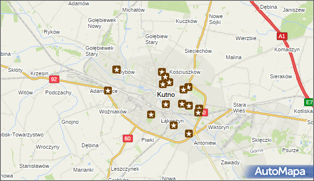 mapa Kutno, Kutno na mapie Targeo