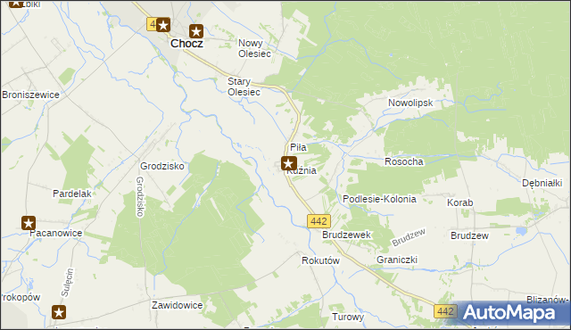 mapa Kuźnia gmina Chocz, Kuźnia gmina Chocz na mapie Targeo