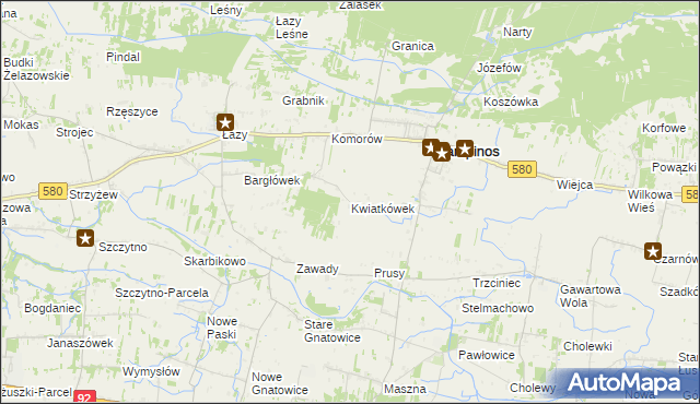 mapa Kwiatkówek gmina Kampinos, Kwiatkówek gmina Kampinos na mapie Targeo