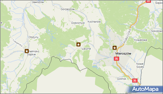 mapa Łączna gmina Mieroszów, Łączna gmina Mieroszów na mapie Targeo