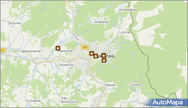 mapa Lądek-Zdrój, Lądek-Zdrój na mapie Targeo