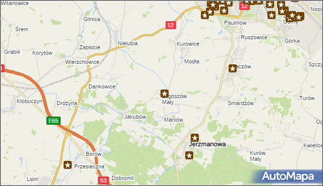 mapa Łagoszów Mały, Łagoszów Mały na mapie Targeo