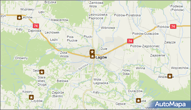 mapa Łagów powiat kielecki, Łagów powiat kielecki na mapie Targeo