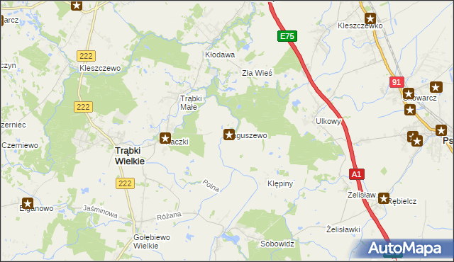 mapa Łaguszewo, Łaguszewo na mapie Targeo