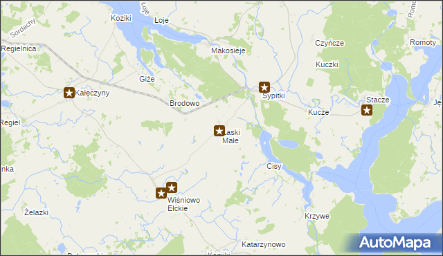 mapa Laski Małe gmina Kalinowo, Laski Małe gmina Kalinowo na mapie Targeo