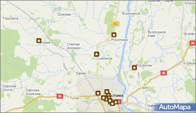 mapa Lasowice gmina Ścinawa, Lasowice gmina Ścinawa na mapie Targeo