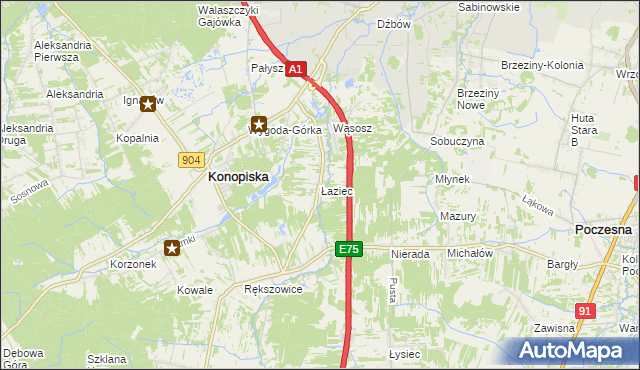 mapa Łaziec, Łaziec na mapie Targeo