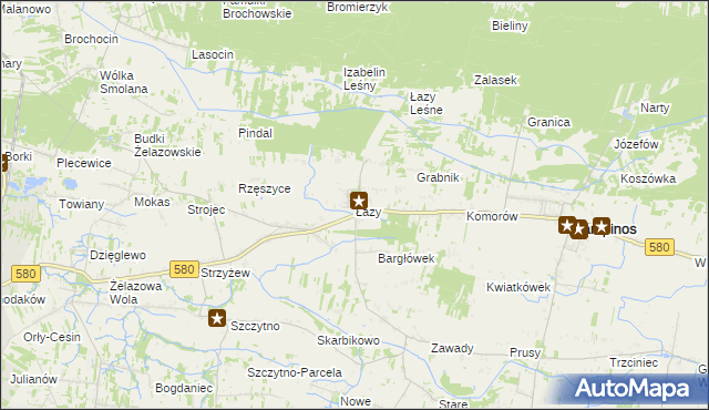 mapa Łazy gmina Kampinos, Łazy gmina Kampinos na mapie Targeo