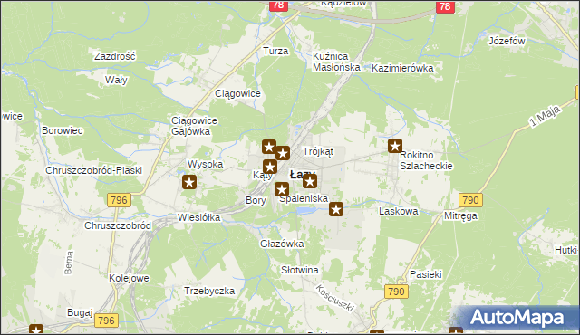 mapa Łazy powiat zawierciański, Łazy powiat zawierciański na mapie Targeo