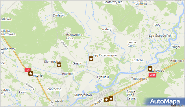 mapa Łęg Przedmiejski, Łęg Przedmiejski na mapie Targeo