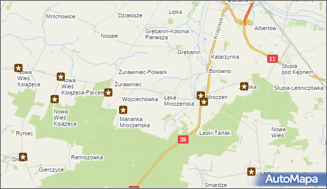 mapa Łęka Mroczeńska, Łęka Mroczeńska na mapie Targeo