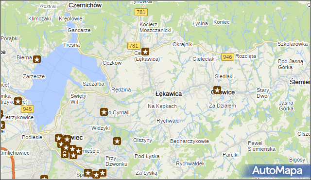 mapa Łękawica powiat żywiecki, Łękawica powiat żywiecki na mapie Targeo