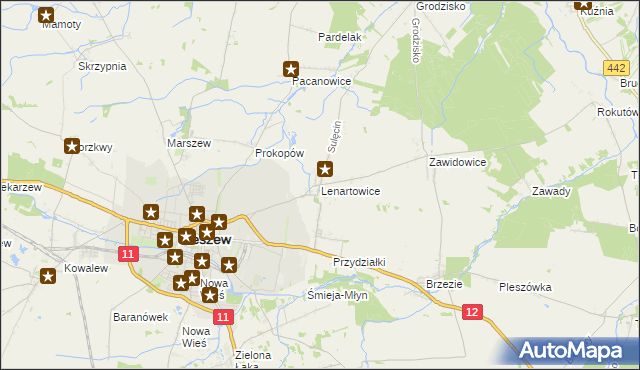 mapa Lenartowice gmina Pleszew, Lenartowice gmina Pleszew na mapie Targeo