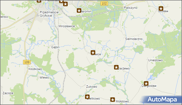 mapa Lewice gmina Trzebiatów, Lewice gmina Trzebiatów na mapie Targeo