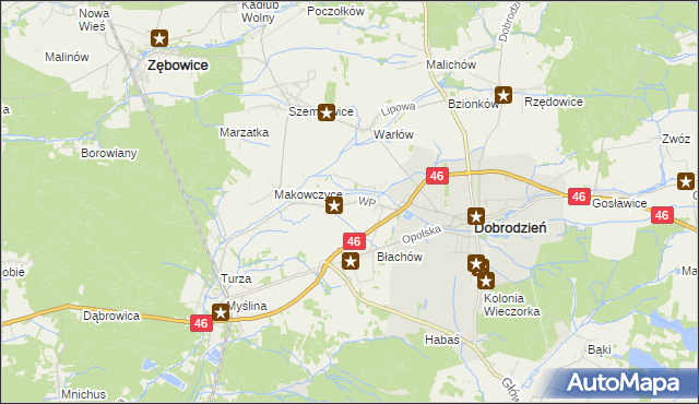 mapa Ligota Dobrodzieńska, Ligota Dobrodzieńska na mapie Targeo