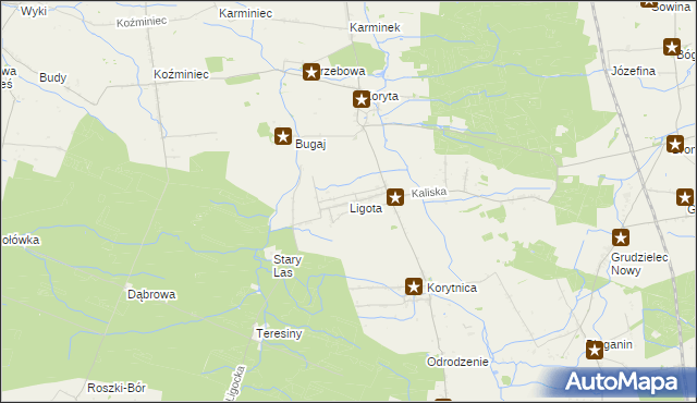 mapa Ligota gmina Raszków, Ligota gmina Raszków na mapie Targeo