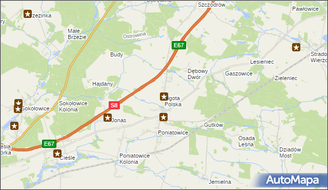 mapa Ligota Polska, Ligota Polska na mapie Targeo