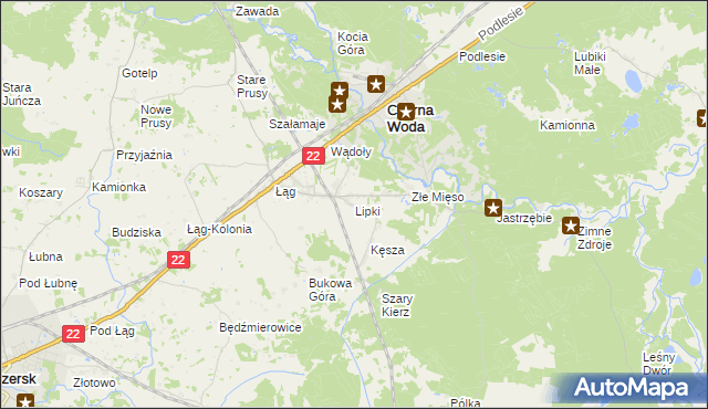 mapa Lipki gmina Czersk, Lipki gmina Czersk na mapie Targeo