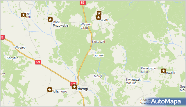 mapa Lipniak gmina Rozogi, Lipniak gmina Rozogi na mapie Targeo