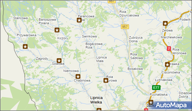 mapa Lipnica Mała, Lipnica Mała na mapie Targeo