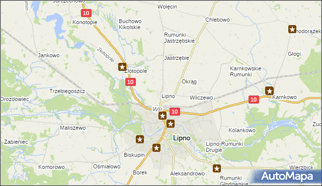 mapa Lipno powiat lipnowski, Lipno powiat lipnowski na mapie Targeo