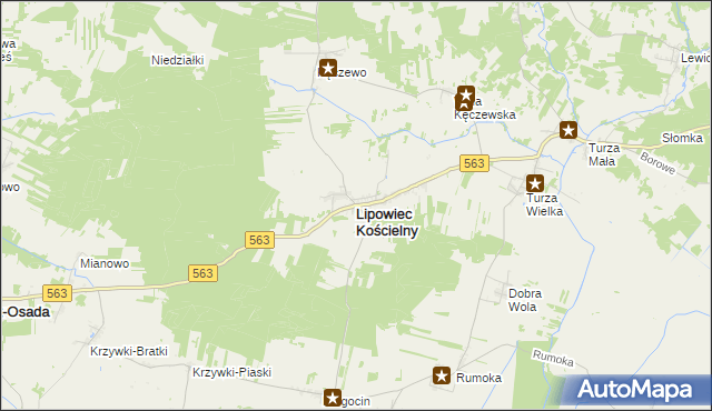 mapa Lipowiec Kościelny, Lipowiec Kościelny na mapie Targeo