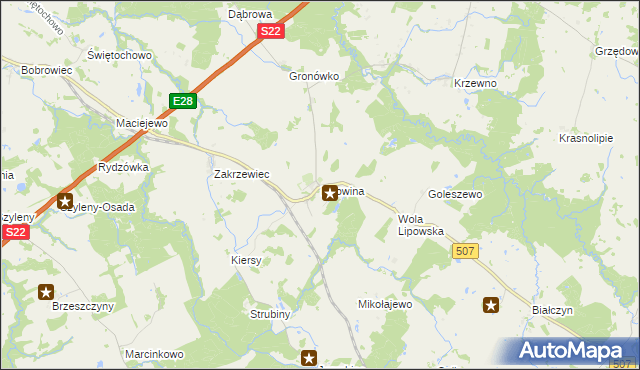 mapa Lipowina, Lipowina na mapie Targeo