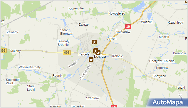 mapa Łosice, Łosice na mapie Targeo