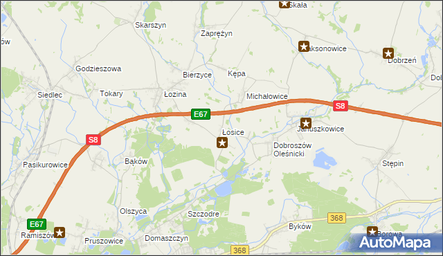 mapa Łosice gmina Długołęka, Łosice gmina Długołęka na mapie Targeo