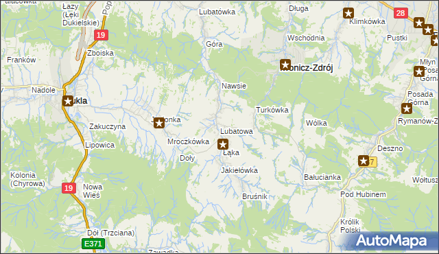 mapa Lubatowa, Lubatowa na mapie Targeo