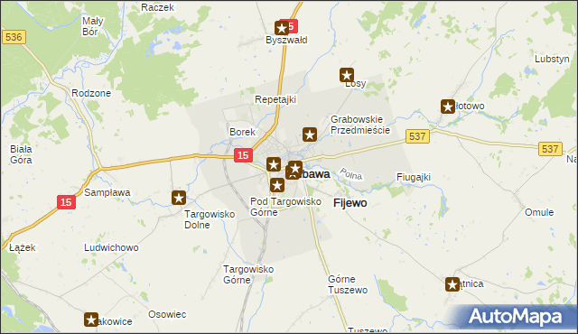 mapa Lubawa, Lubawa na mapie Targeo