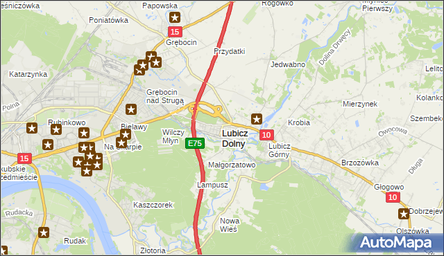 mapa Lubicz Dolny, Lubicz Dolny na mapie Targeo