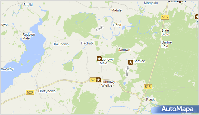 mapa Lubnowy Małe, Lubnowy Małe na mapie Targeo