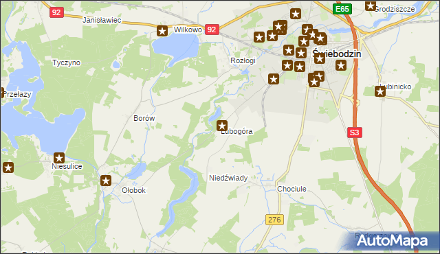 mapa Lubogóra, Lubogóra na mapie Targeo