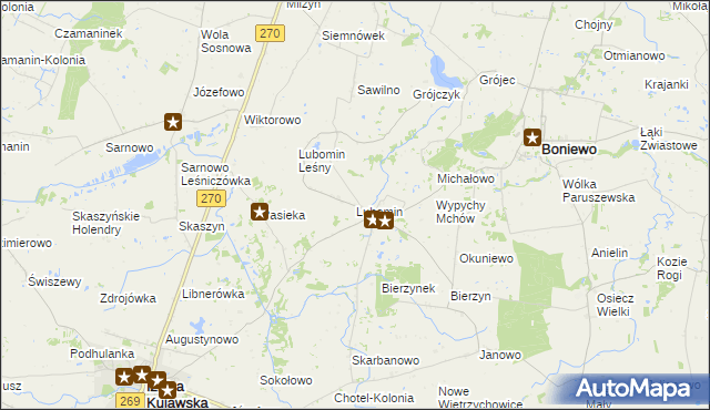 mapa Lubomin gmina Boniewo, Lubomin gmina Boniewo na mapie Targeo