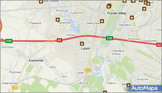 mapa Luboń powiat poznański, Luboń powiat poznański na mapie Targeo
