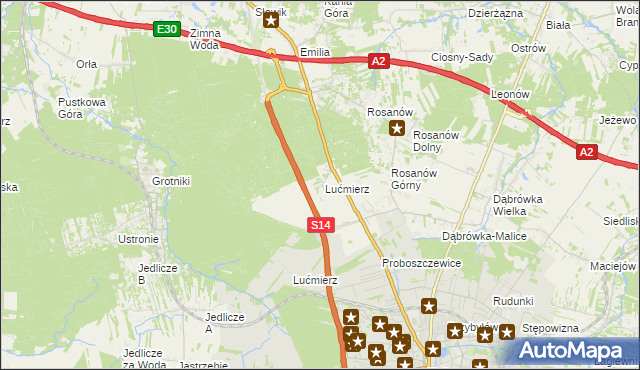 mapa Lućmierz-Ośrodek, Lućmierz-Ośrodek na mapie Targeo