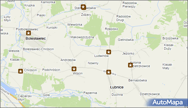 mapa Ludwinów gmina Łubnice, Ludwinów gmina Łubnice na mapie Targeo