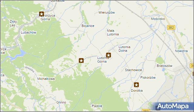 mapa Lutomia Górna, Lutomia Górna na mapie Targeo