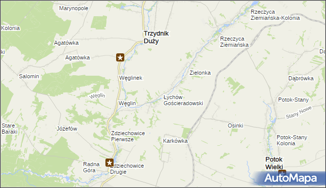 mapa Łychów Gościeradowski, Łychów Gościeradowski na mapie Targeo