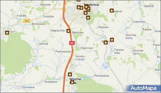 mapa Machnice, Machnice na mapie Targeo