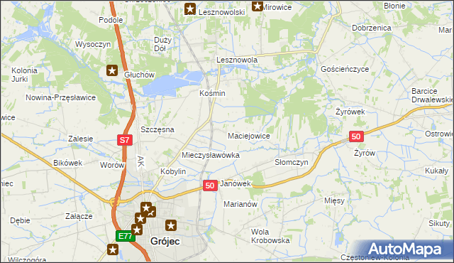 mapa Maciejowice gmina Grójec, Maciejowice gmina Grójec na mapie Targeo