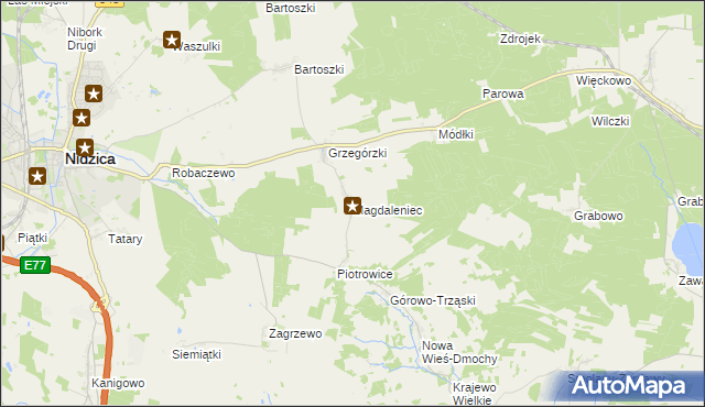 mapa Magdaleniec gmina Nidzica, Magdaleniec gmina Nidzica na mapie Targeo